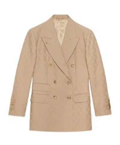 GUCCI GUCCI GG JACQUARD DOUBLE-BREASTED JACKET
