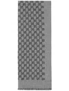 Gucci Scarf In Wool With Jacquard Gg Motif In Gray