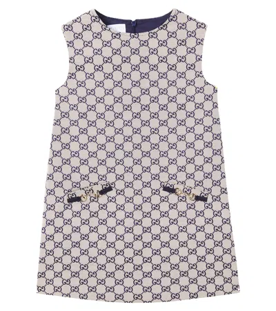 Gucci Kids' Gg Jacquard Dress In Blue