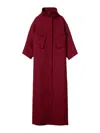 Gucci Bordeaux Coat With Adjustable Stand-up Collar And Drawstring Waist In Gg Canvas Woman In Red