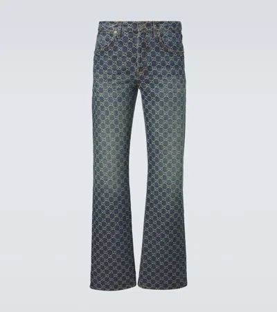 Gucci Gg Jacquard Flared Jeans In Multi