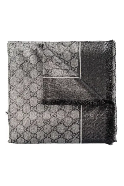 Gucci Gg-jacquard Wool Scarf In Grey