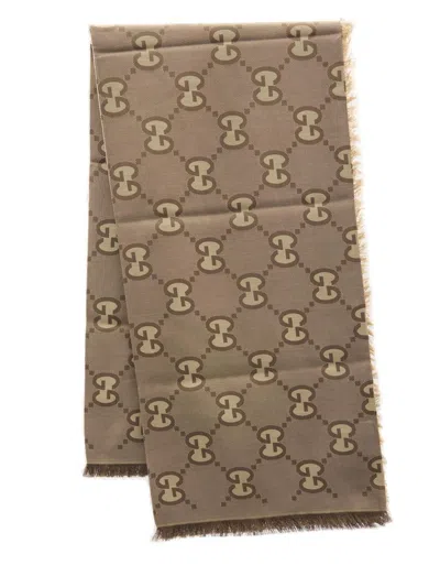 Gucci Gg-jacquard Frayed Scarf In Multi