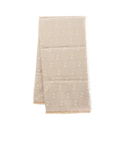 Gucci Gg Jacquard Fringed Scarf In Nude