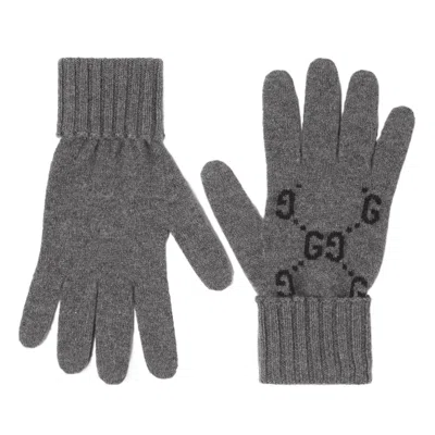 Gucci Gg Jacquard Gloves In Gray