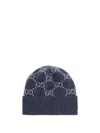 Gucci `gg Jacquard` Hat In Blue