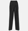 Gucci Gg Jacquard High-rise Wool Straight Pants In Black
