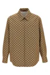 Gucci Beige Jacket With Classic Collar And Front Zip Closure In Gg Canvas Man In Brown