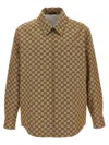 Gucci Beige Jacket With Classic Collar And Front Zip Closure In Gg Canvas Man In Brown