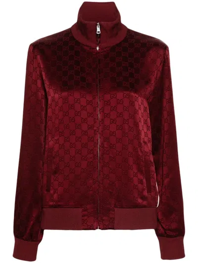 Gucci Satin-jacquard Track Jacket In Red