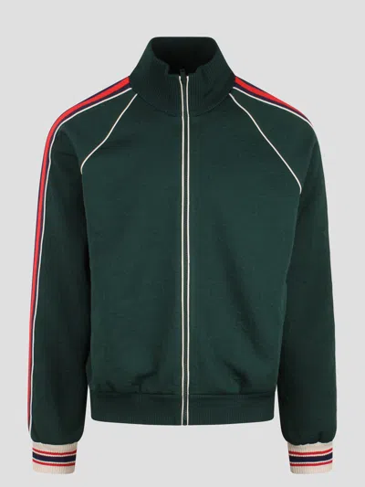 Gucci Gg Jacquard Jersey Zip Jacket In Green