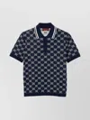 Gucci Men Blue Gg Jacquard Cotton Knit Polo Shirt