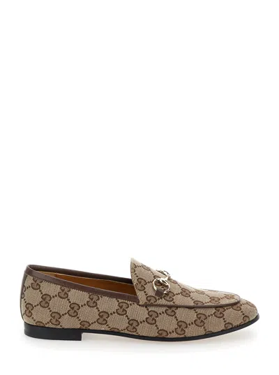 Gucci Gg Jacquard Loafer In Beige