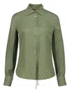 Gucci Gg Jacquard Long-sleeve Shirt In Green