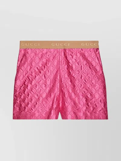 Gucci Gg Jacquard Metallic Shorts In Pink