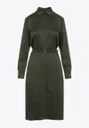 Gucci Gg-jacquard Midi Shirt Dress In Green