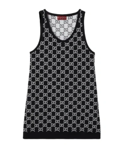 Gucci Gg Jacquard Mini Dress In Black