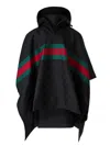 Gucci Black Mantella With Web Logo And Gg Monogram Printing  In Black