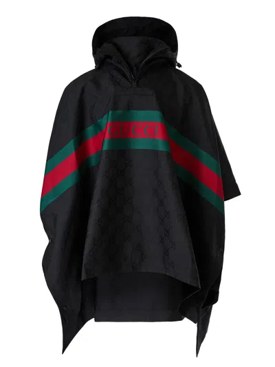Gucci Gg Jacquard Nylon Men's Coat In Black