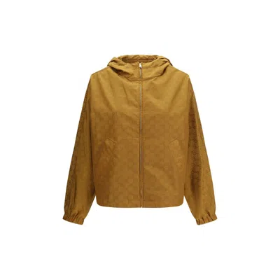 Gucci Gg Jacquard Nylon Shell Jacket In Gold