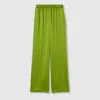 Gucci Gg Satin Jacquard Wide-leg Pants In Green