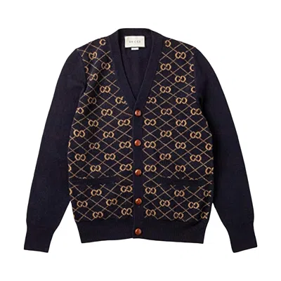 Pre-owned Gucci Gg Jacquard Pattern Cardigan 'black' | Men's Size Xs