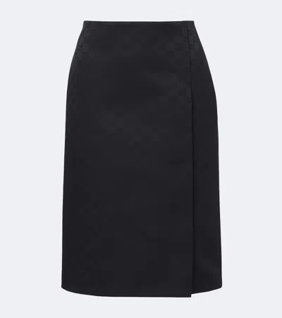 Gucci Gg Jacquard Pencil Skirt In Black