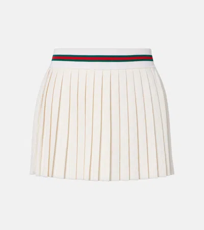 Gucci Gg Jacquard Pleated Miniskirt In White