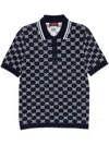 Gucci Men Blue Gg Jacquard Cotton Knit Polo Shirt In Blue