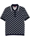 Gucci Men Blue Gg Jacquard Cotton Knit Polo Shirt In Blue