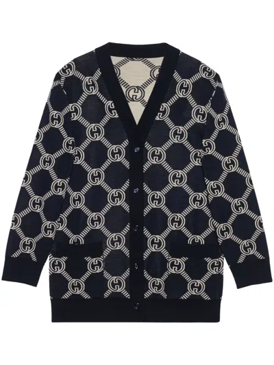 Gucci Reversible Gg Jacquard Knit Cardigan In Multi