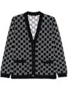 Gucci Black Reversible Cardigan With V Neck In Gg Canvas Woman In Black
