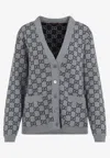 Gucci Wool Jacquard Cardigan With Gg Shadow In Gray