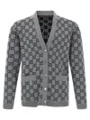 Gucci Gg Jacquard Reversible Cardigan Sweaters And Cardigans Multicolor In Gray