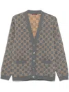 Gucci Monogrammed Intarsia Button-up Cardigan In Grey