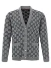 Gucci Gg Jacquard Reversible Cardigan Sweaters And Cardigans Multicolor In Gray