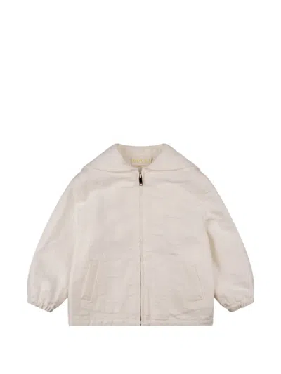 Gucci Babies' Gg Jacquard Sailor-collar Jacket In Neutral