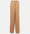GUCCI GG JACQUARD SATIN WIDE-LEG PANTS