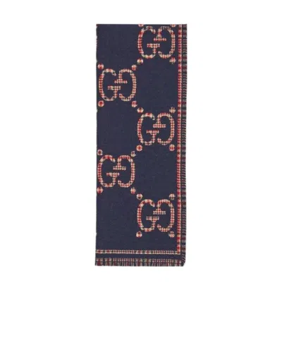 Gucci Gg Jacquard Scarf In Brown