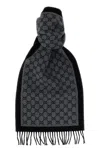 Gucci Men Gg Logo Scarf In Gray