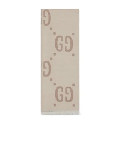 Gucci Gg-jacquard Scarf In Nude