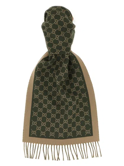 GUCCI GG JACQUARD SCARF SCARVES AND FOULARDS GREEN