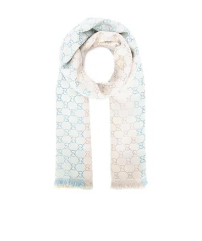 Gucci Gg Jacquard Shawl In White