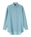 Gucci Womens Aqueous Monogram Relaxed-fit Silk Shirt In Blue
