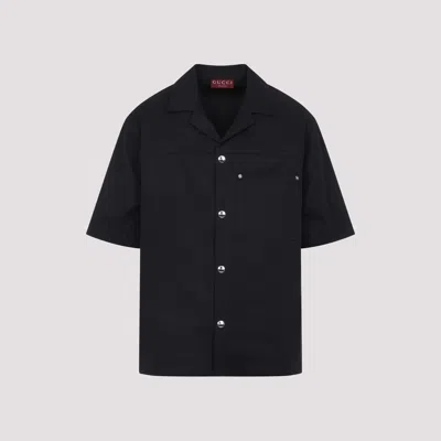 Gucci Classic Short-sleeve Cotton Shirt In Black