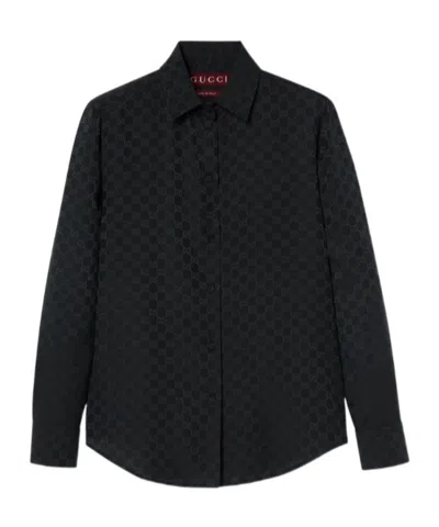 Gucci Gg Jacquard Shirt In Black