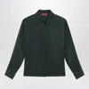 Gucci Women Silk Shirt With Diagonal Motif In Green