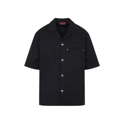 Gucci Classic Short-sleeve Cotton Shirt In Black