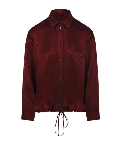 GUCCI GG SATIN SHIRT WITH TIE WAIST