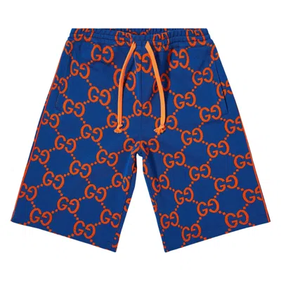 Pre-owned Gucci Gg Jacquard Shorts 'blue/orange' | Men's Size L